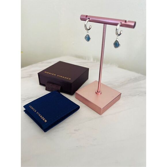 Monica Vinader Sterling Silver Siren Mini Kyanite Nugget Huggie Earrings, NWT - Picture 12 of 16